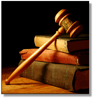 gavel and law books