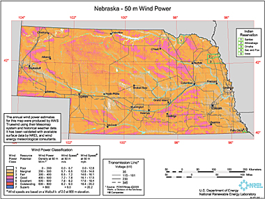 Nebraska Wind Map