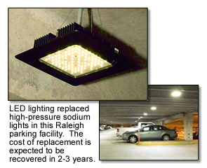 LED lights in parking facility