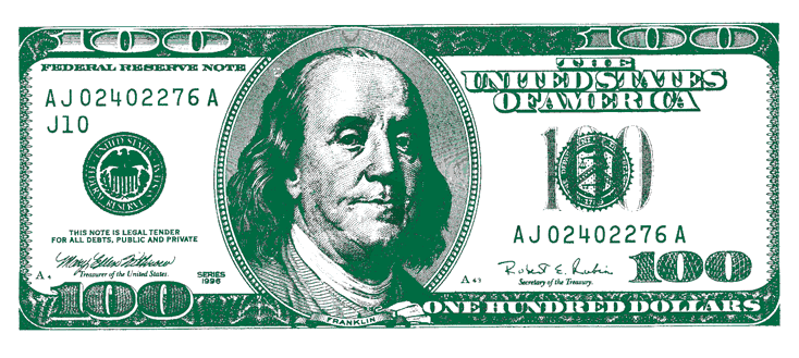 Ben Franklin on $100 bill