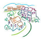sketch of weatherized houses