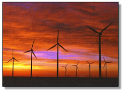 turbines at sunset