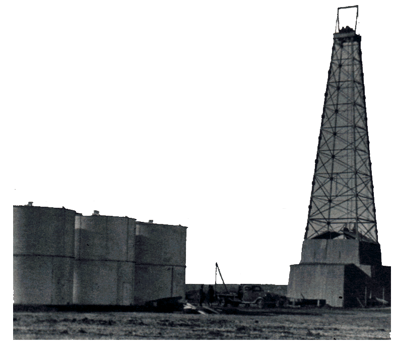 photo of old time oil well