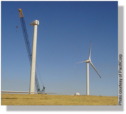 Wind generators under construction at Combine Hills Turbine Ranch, Oregon